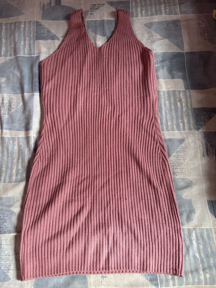 Ribbed Halter Neck Mini Dress💗(not wore once)