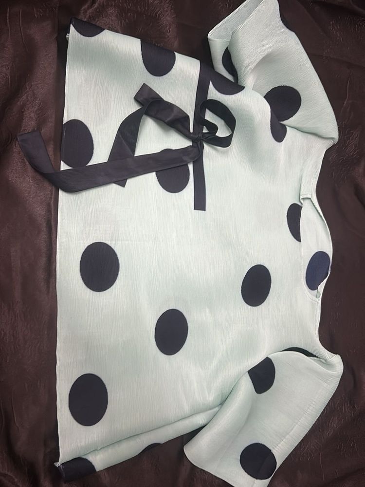 Polka Dot Top with Tie Detail