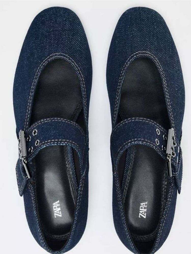 Zara Denim Mary Jane Flats