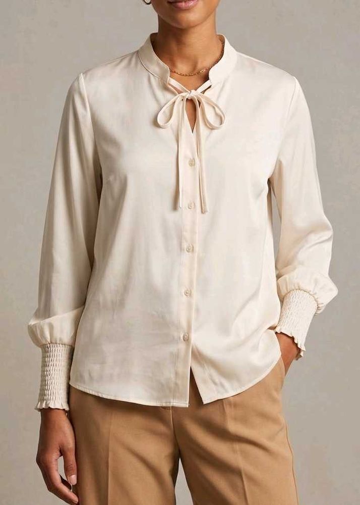 Cream Collared Button-Up Shirt