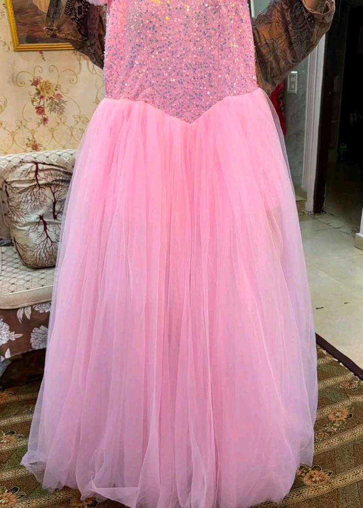 Stunning Pink Sequin &amp; Tulle Gown
