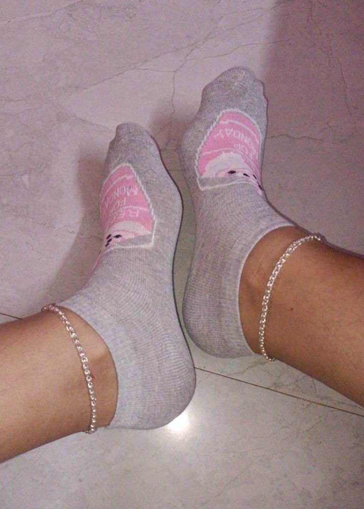 Cute Gray Socks with Graphic Design