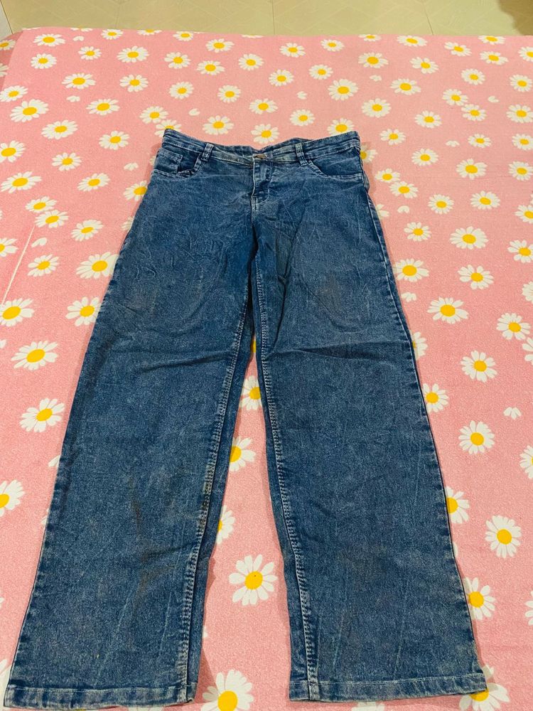 Blue Wash Wide Leg Jeans