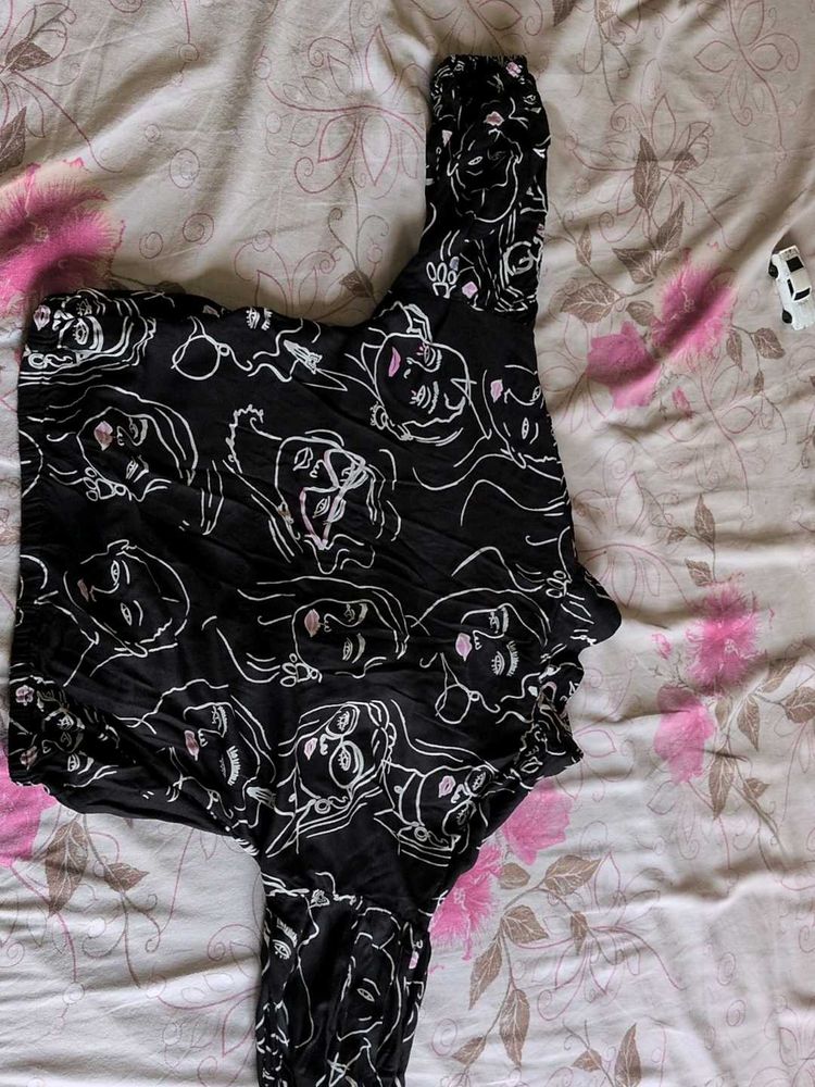Unique Black Face Print Top