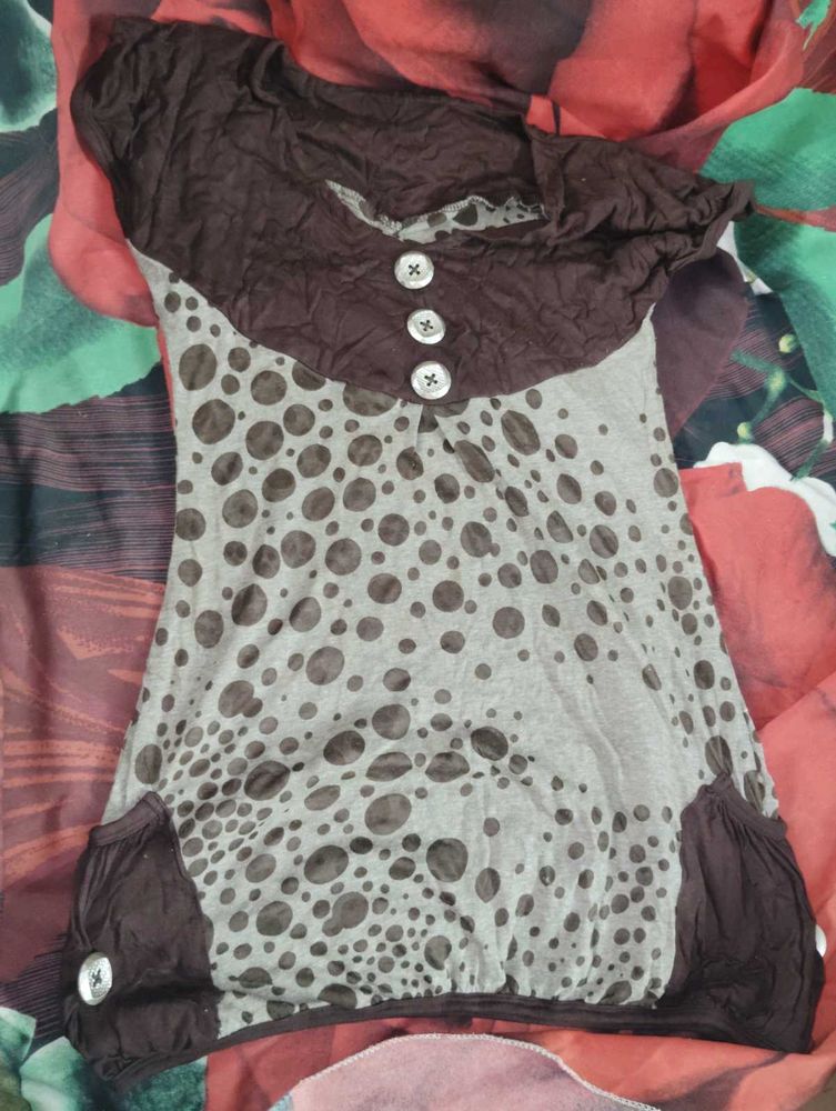 y2k Stylish Polka Dot Tunic Top
