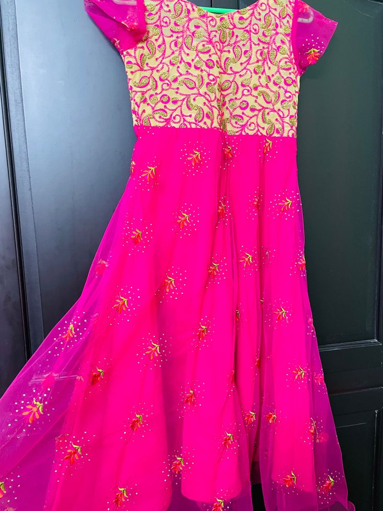 Pink Party Wear Anarkali Nee