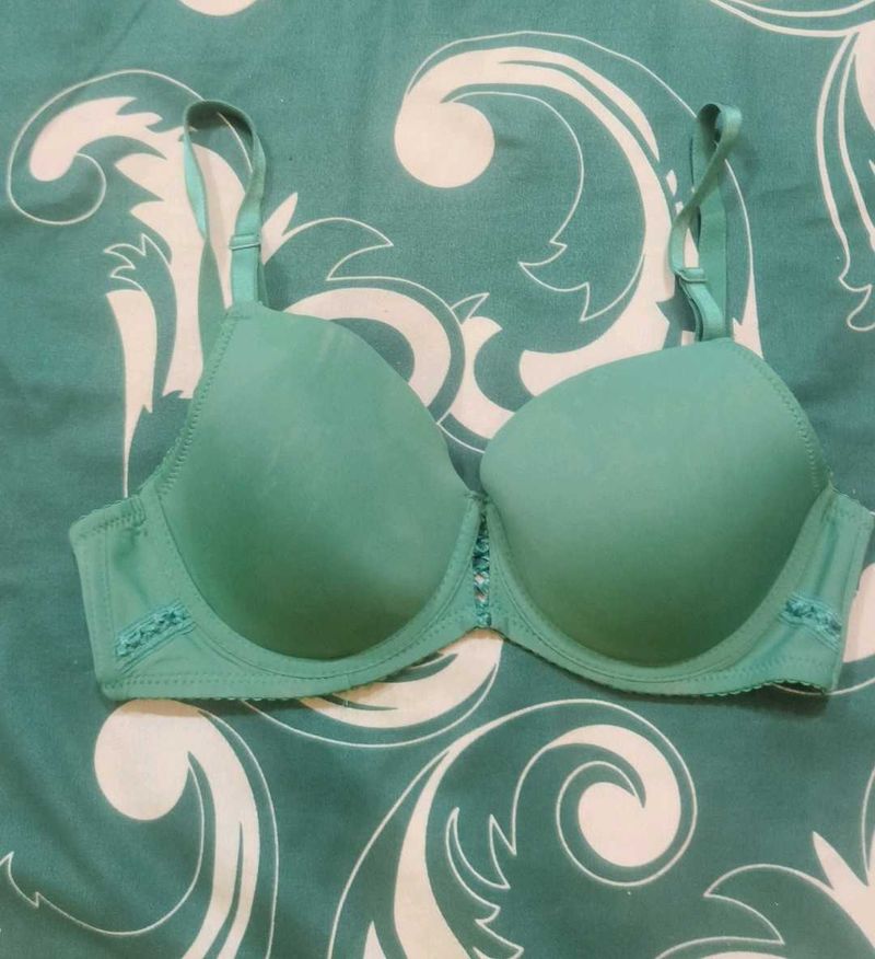 Teal Padded Bra with Lace Detail