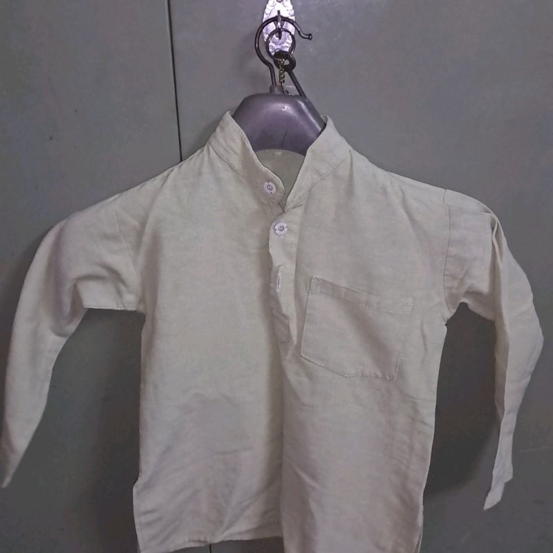 Pista Green Khadi Cotton KURTA For 3-5 year Old Boy
