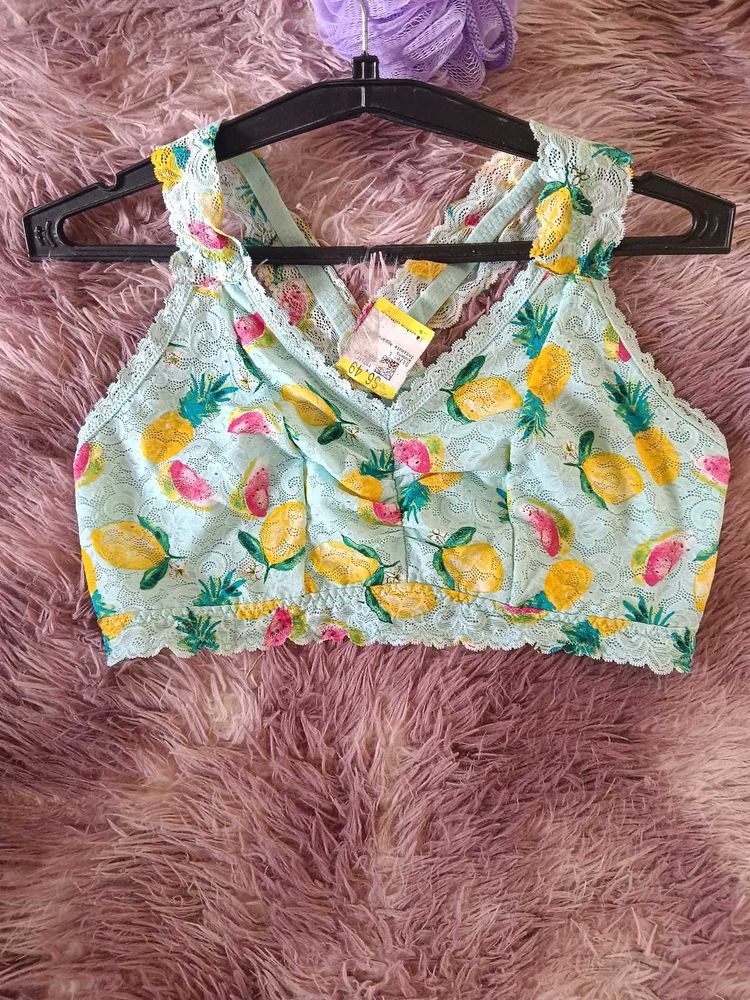 Fruity Print Lace Bralette