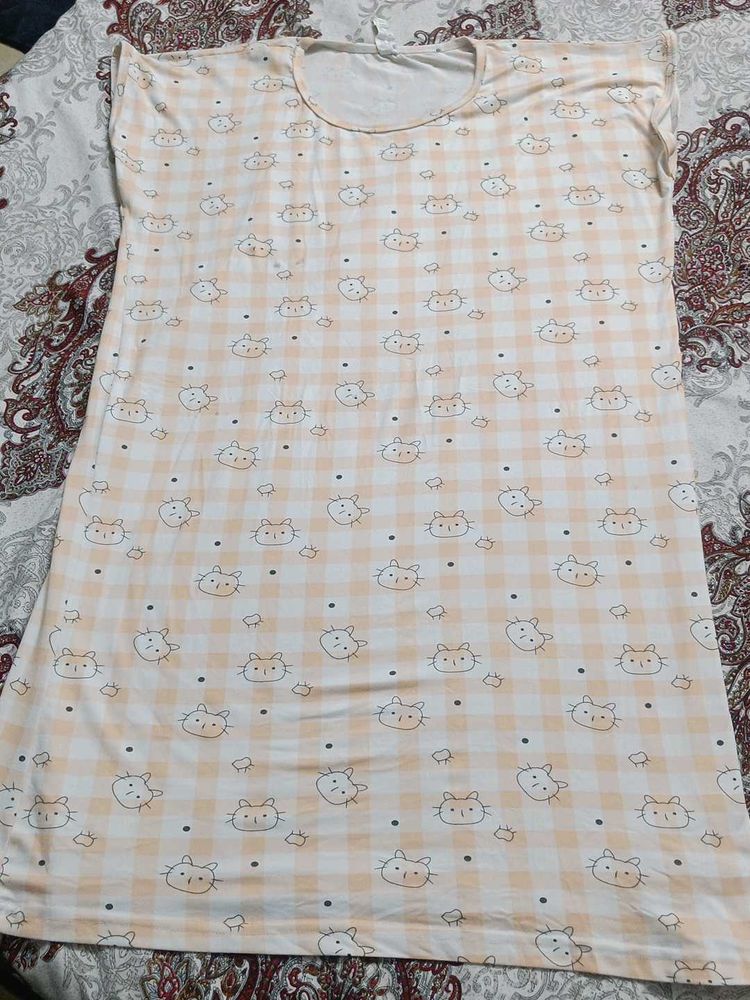 Cute Cat Print Nightgown