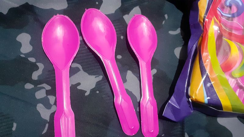 50 Pink Plastic Spoon