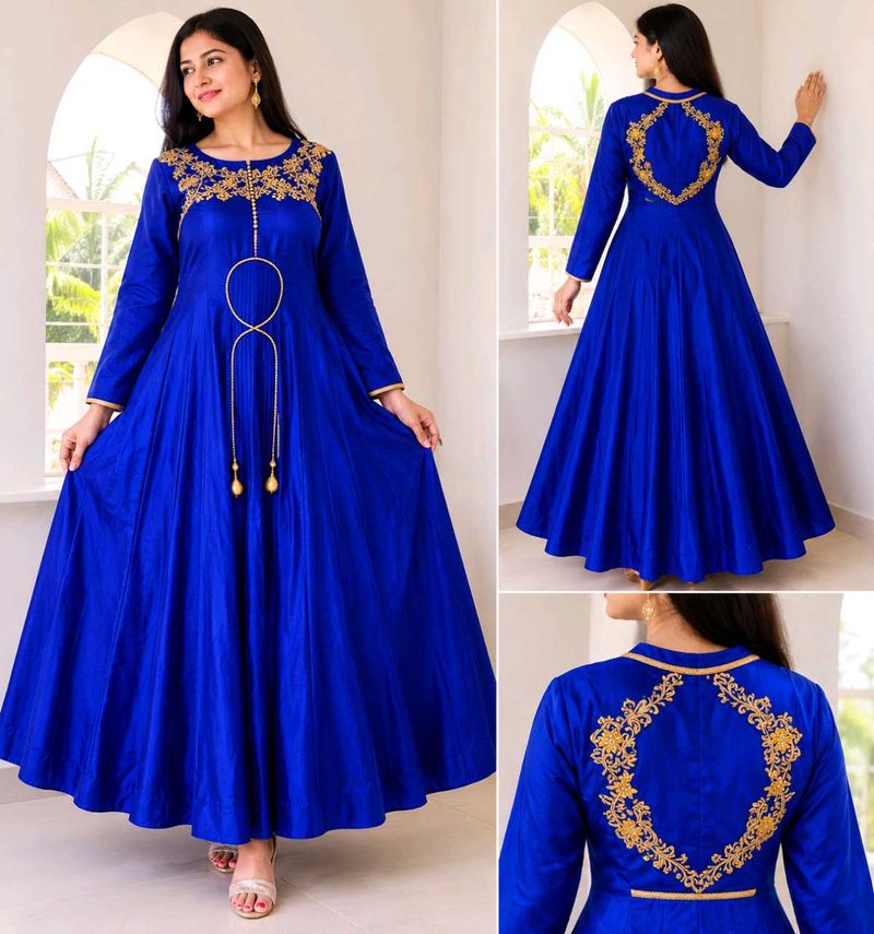 Royal Blue Embroidered heavy Gown