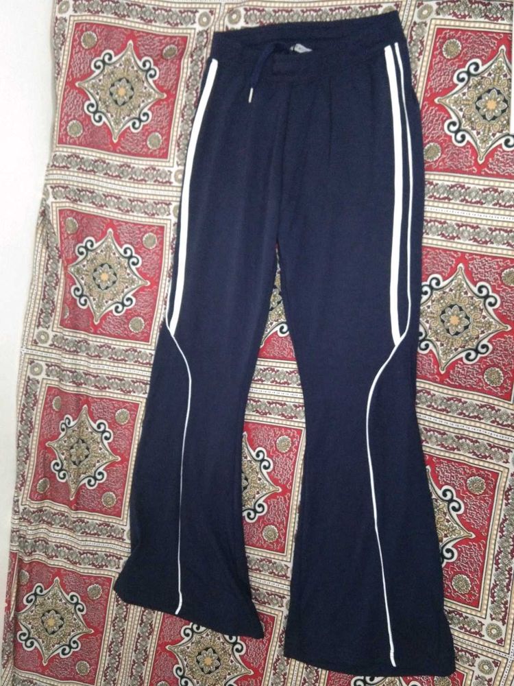 Navy Track Pants with White Stripes