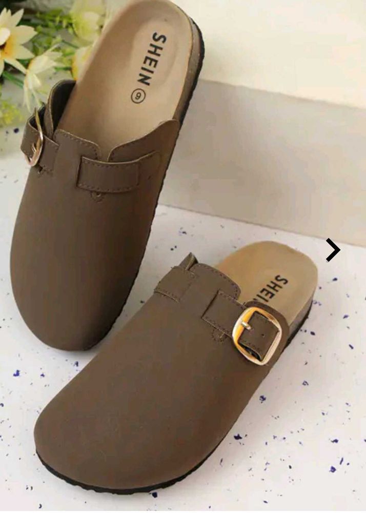 Stylish Brown Clogs with Buckle Detail