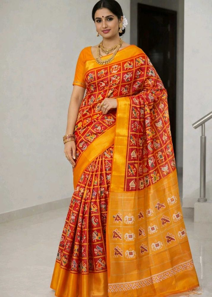 Stunning Red &amp; Yellow Patola Saree