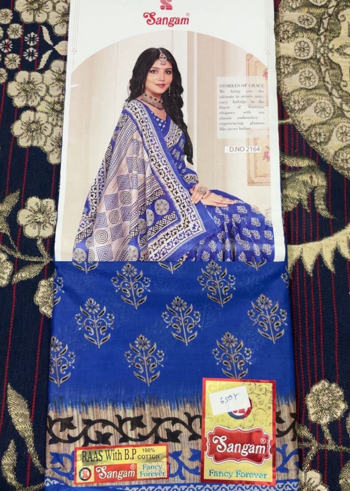 Sangam Blue Cotton Saree