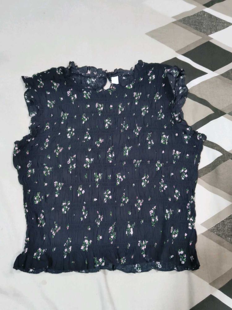Floral Smocked Sleeveless Top