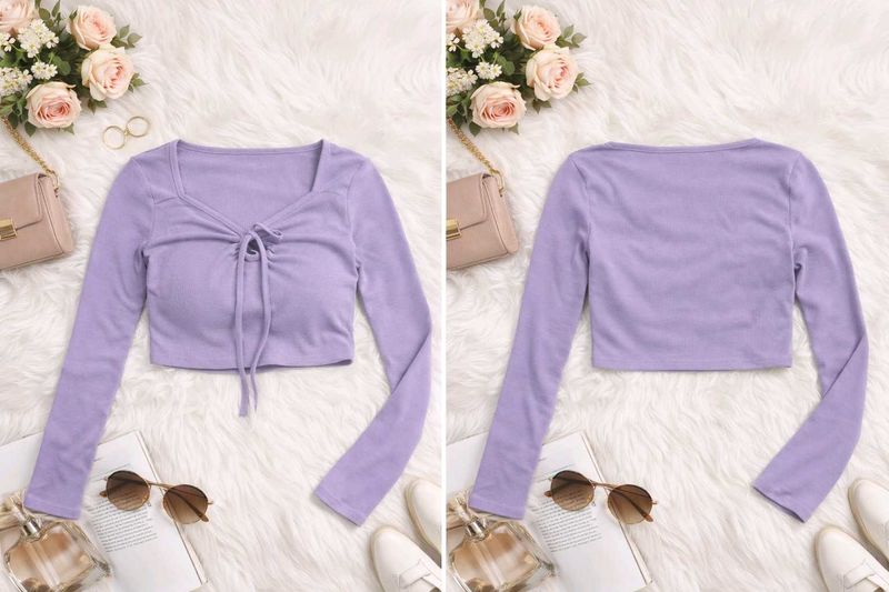 Long Sleeve Purple Crop Top