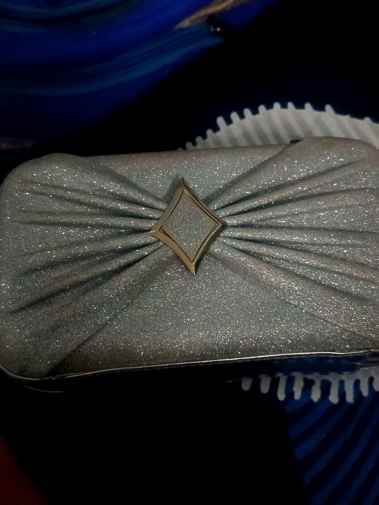Silver Glitter Evening Clutch