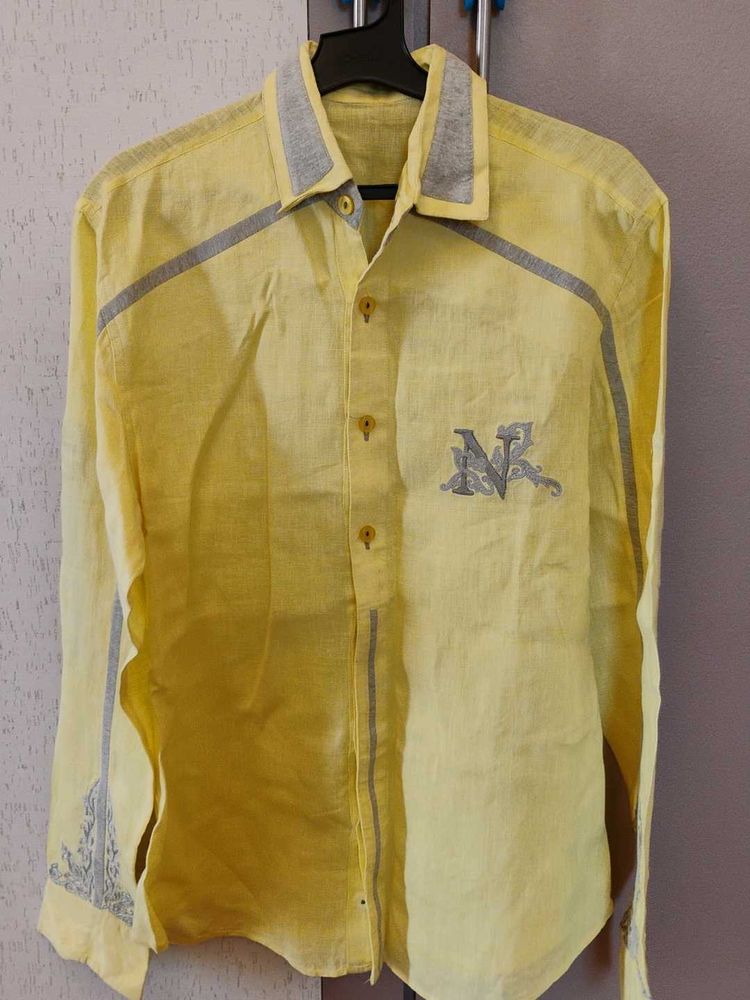 Stylish Men's Yellow Casual Shirt