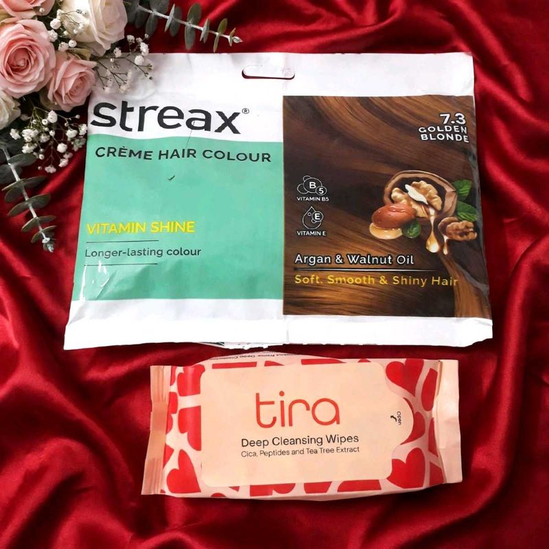 Streax Creme Hair Colour &amp; Tira Wipes combo