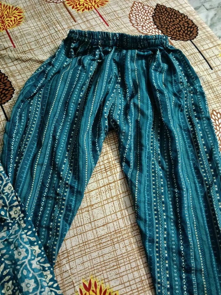Teal Floral Kurta Set with Dupatta