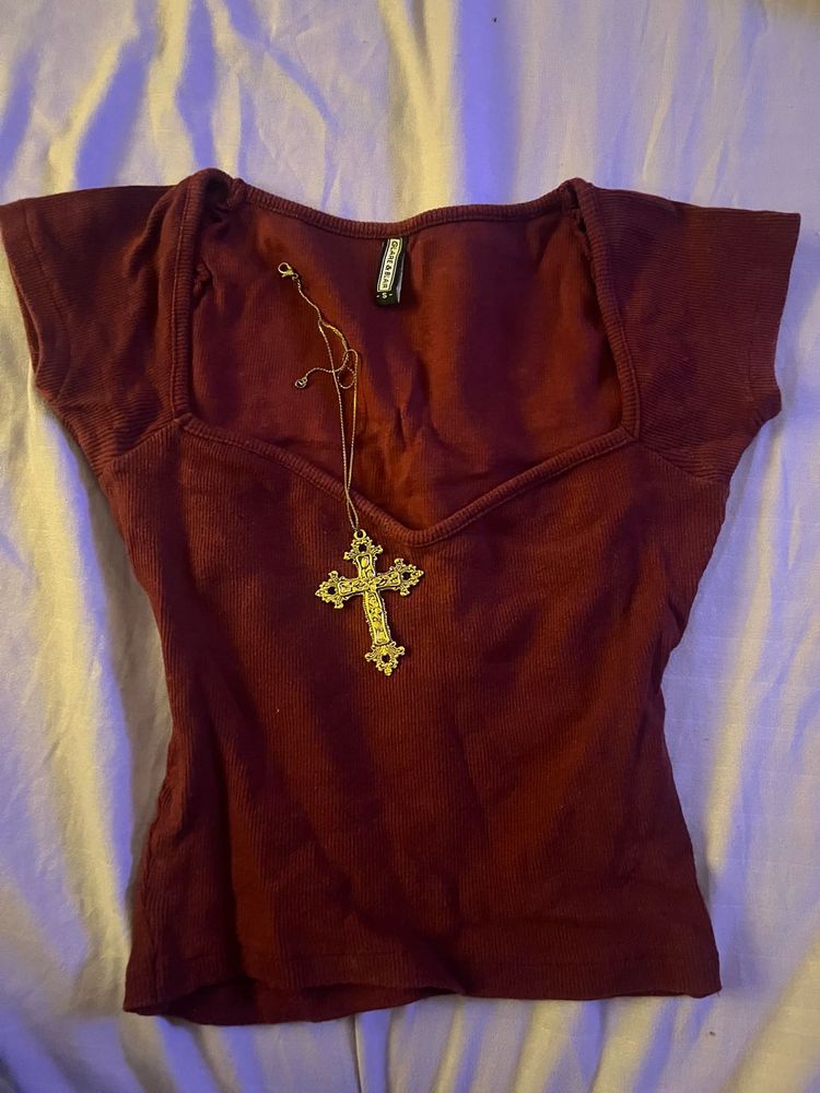 2000’s sweetheart neck dark red top🪽⭐️