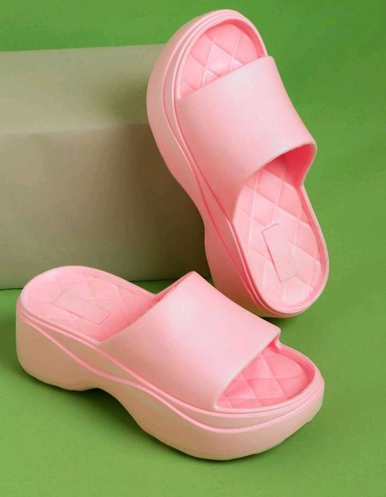 Chic Pink Platform Slides