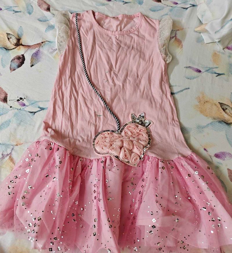 Cute Pink Heart Dress with Sparkle Skirt