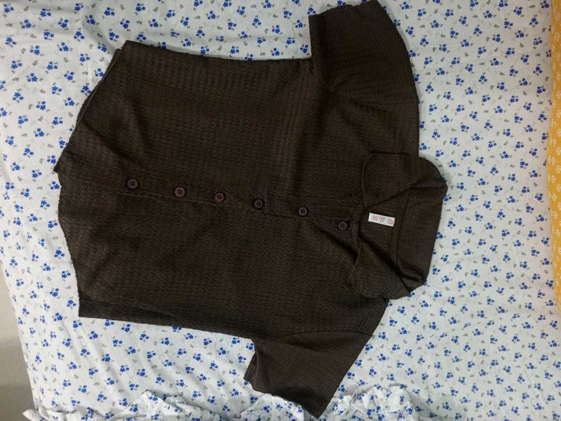 Coffee Brown Crop Shirt