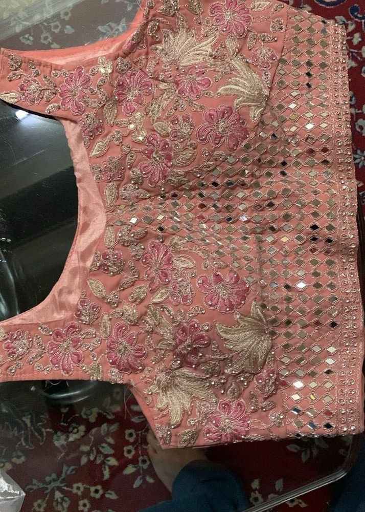 Embroidered Peach Blouse