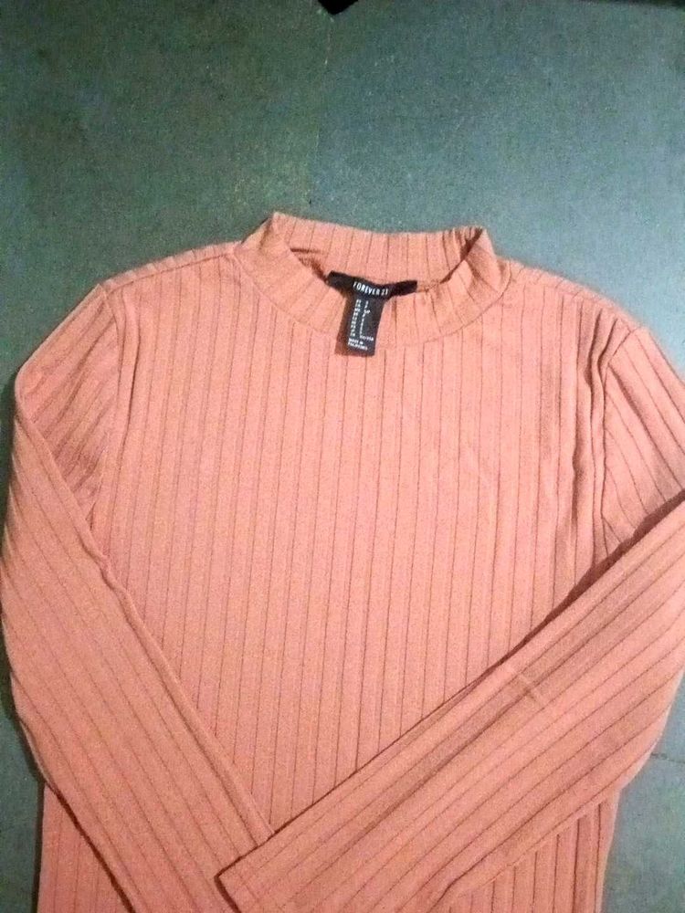 Ribbed Mock Neck Long Sleeve Top