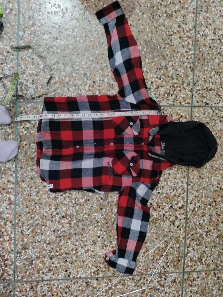Plaid Flannel Shirt with Hoodie