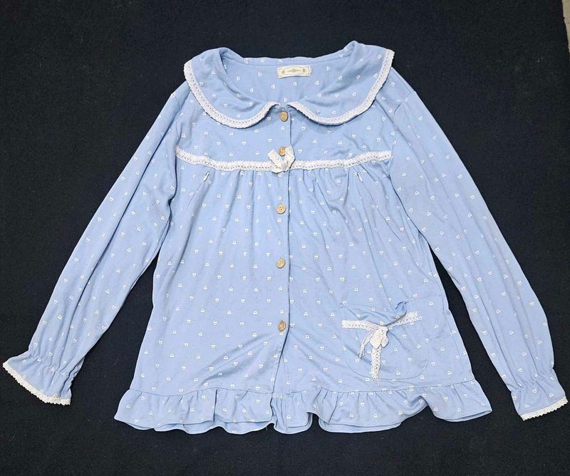 Cute Blue Pajama Top