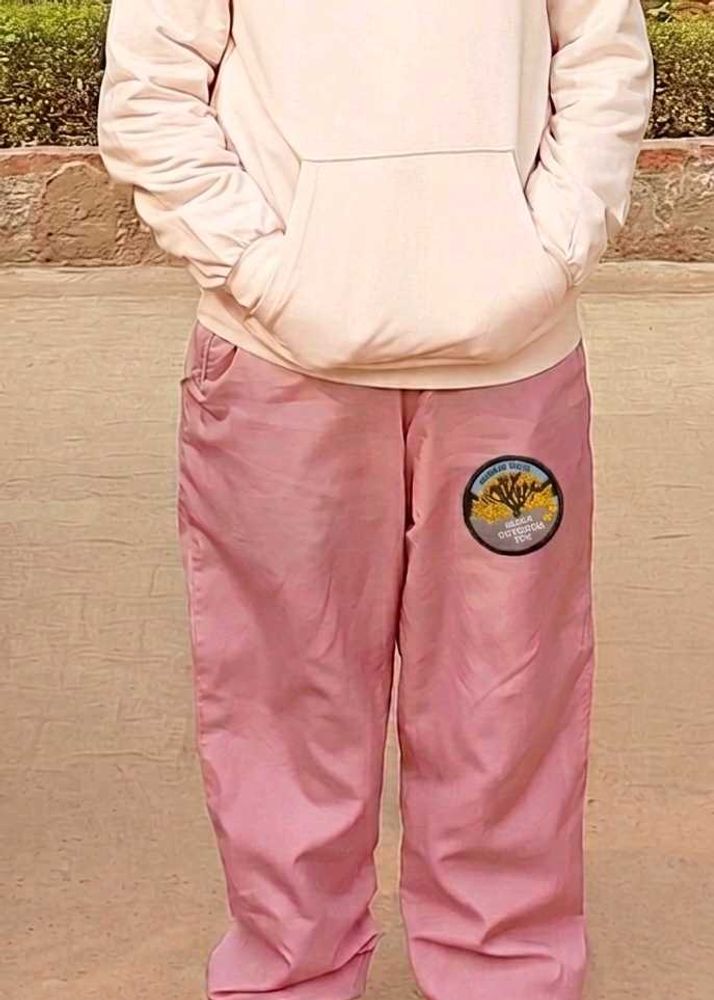 Pink parachute Pants with Patch Detail
