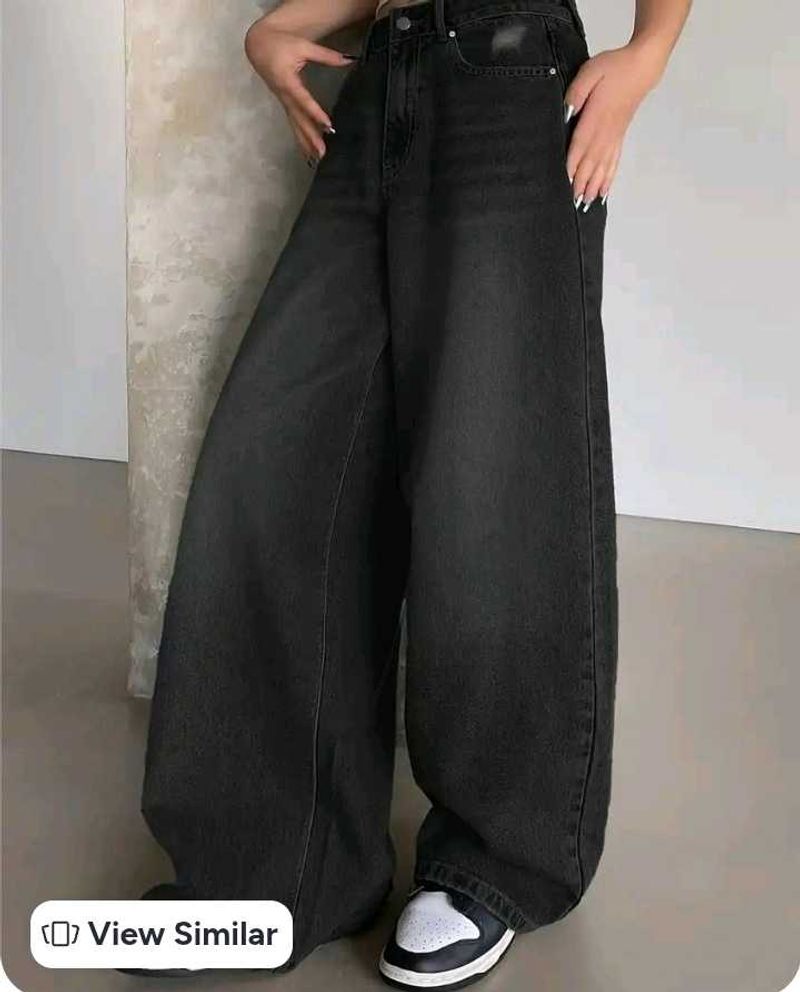 Baggy Wide Leg Black Denim Jeans