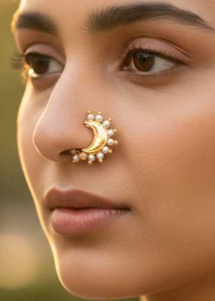 Pressing Moon Nose Pin Gold plated