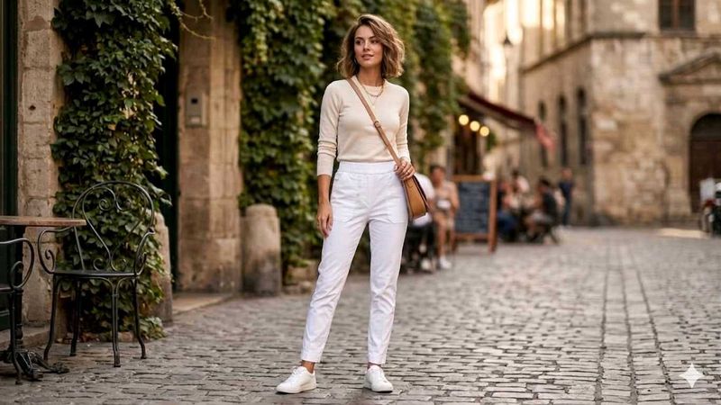 Brand new Chic Women's White Slim Fit Pants
