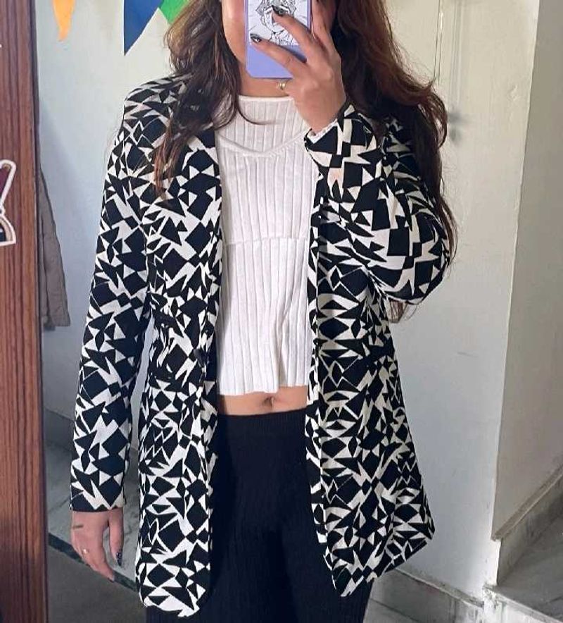 Geometric Print Blazer