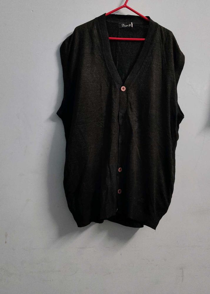 Sleeveless Cardigan black winter warm