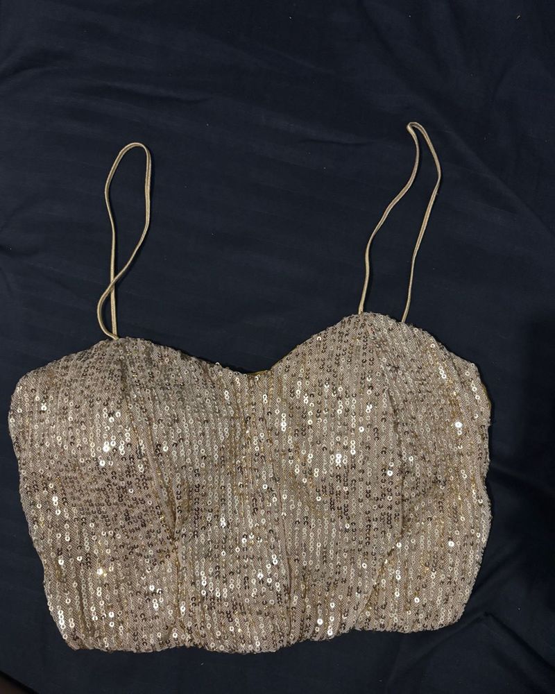 gold Sequin Embellished Party Top