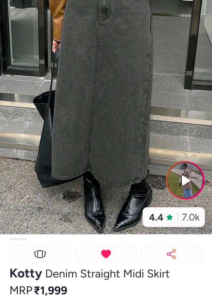 Kotty Denim Straight Midi Skirt