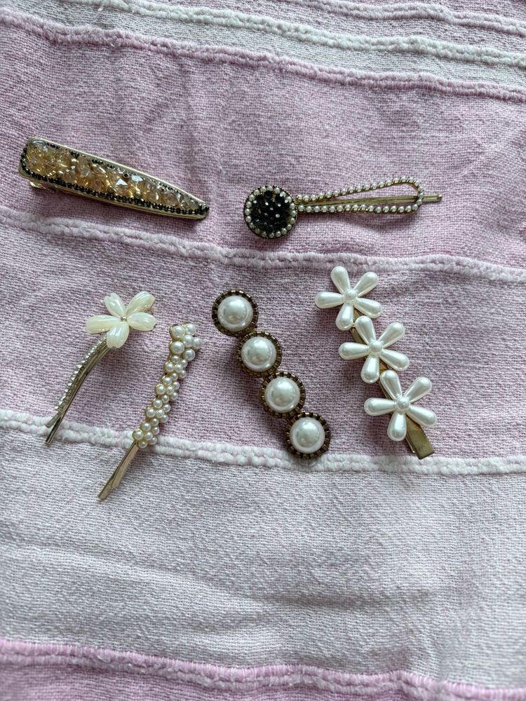Pearl &amp; Rhinestone Hair Pins Set