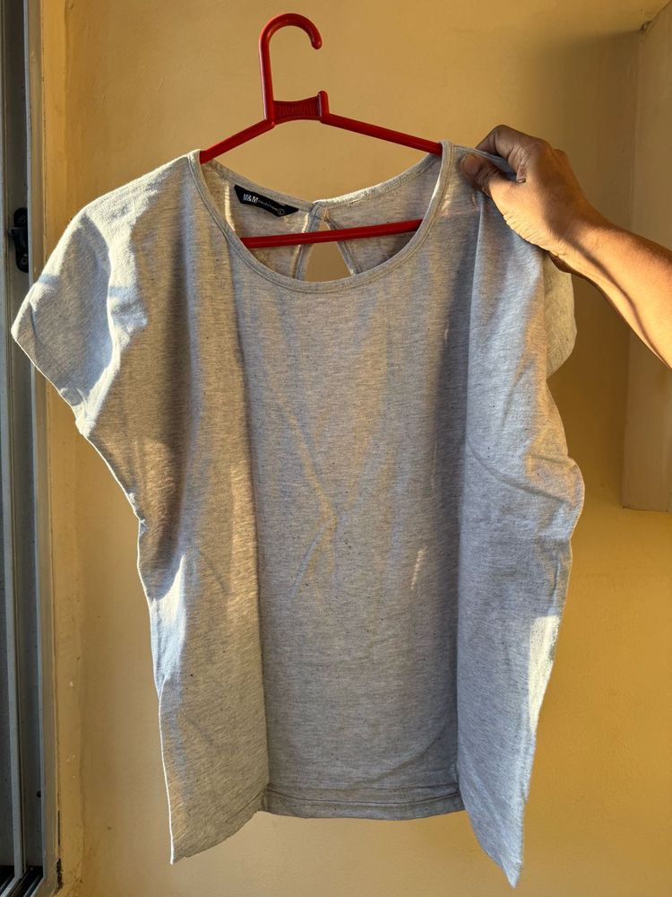 Grey T-Shirt with Back Cutout