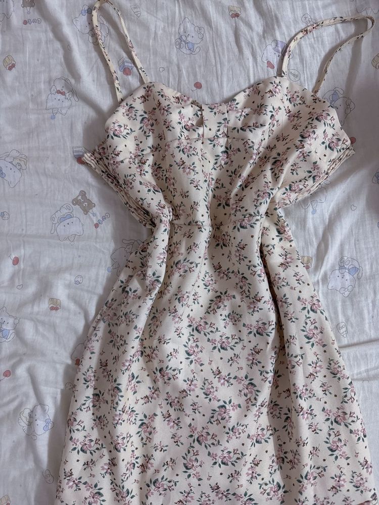 Cute Floral Print Mini Dress
