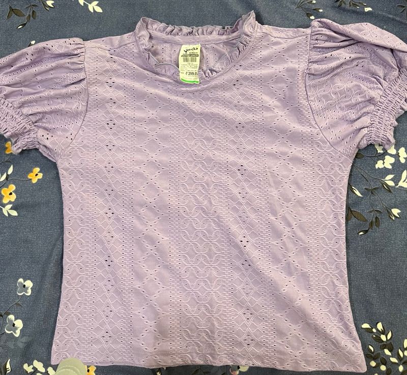 Chic Lavender Eyelet Top