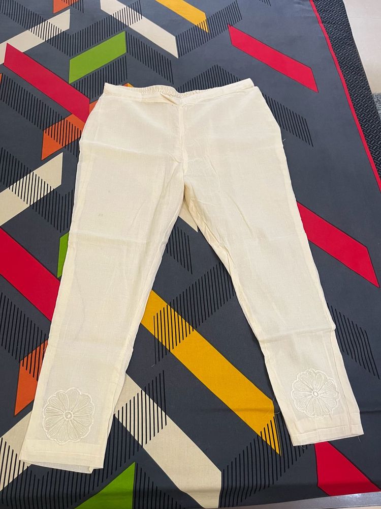 Cream Cotton Salwar Pants