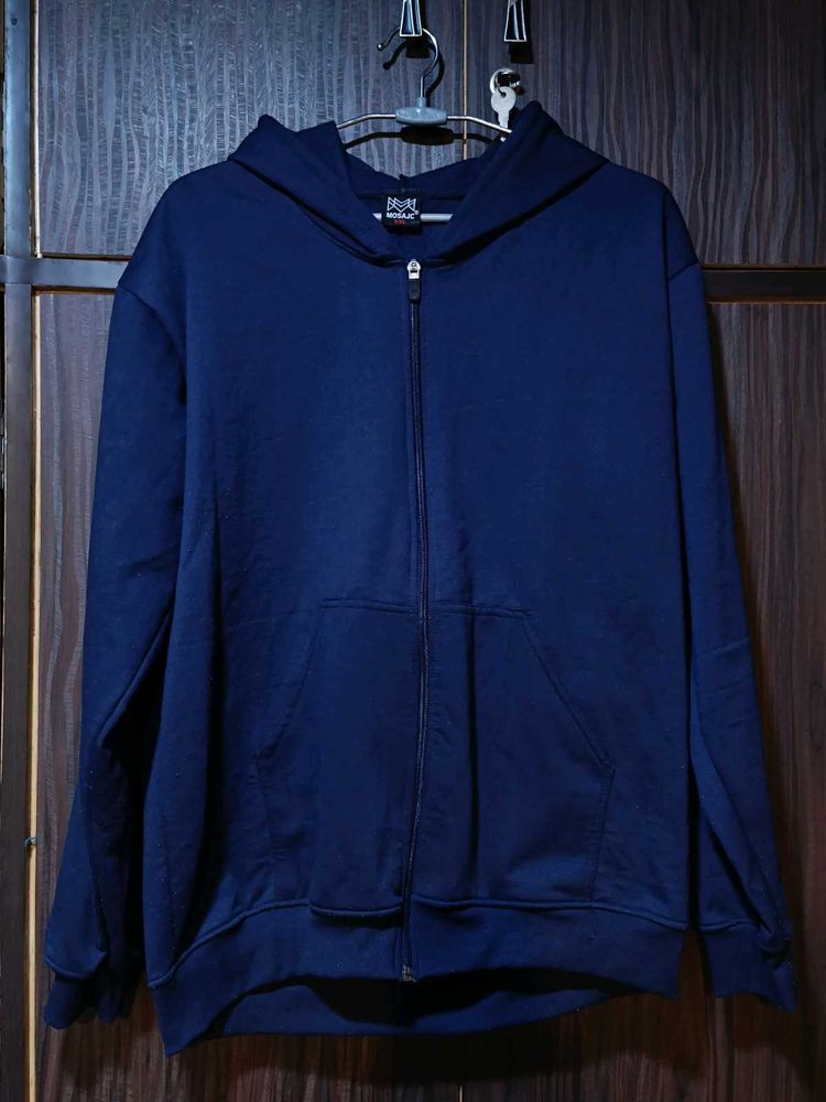 Navy Blue Fleece Zip-Up Hoodie