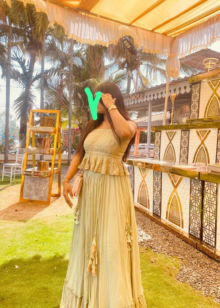 Indowester Green lehenga set