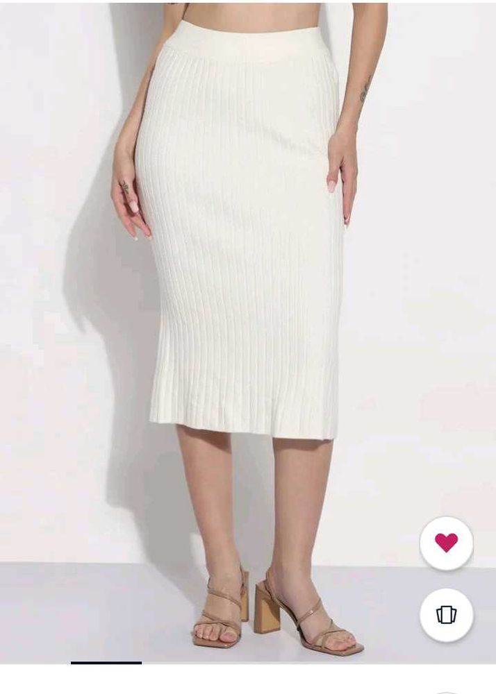 Ribbed Knit Midi Skirt
